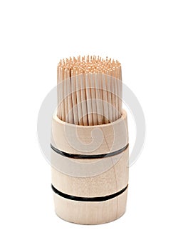 Birch of the toothpick in wooden cask