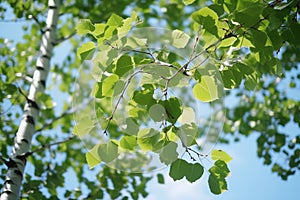 Birch Tree Branches Against Blue Sky