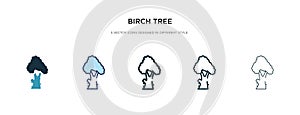 Birch tree icon in different style vector illustration. two colored and black birch tree vector icons designed in filled, outline