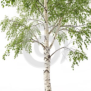 Birch tree set isolated on white background