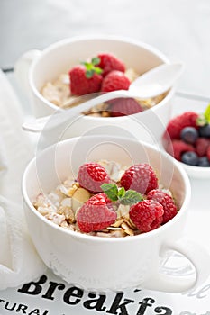 Bircher muesli with apple, nuts and berries