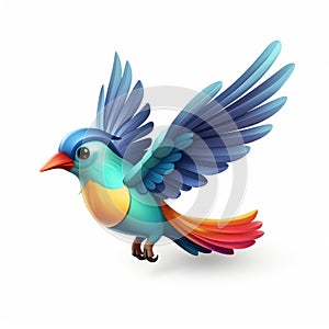 Bird 3d Icon: Cartoon Clay Material With Nintendo Isometric Spot Light