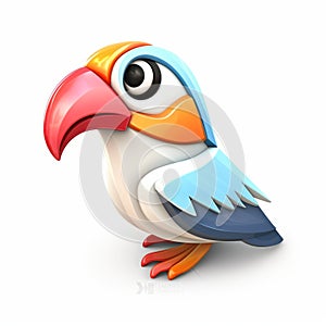 Bird 3d Icon Cartoon Clay Material With Nintendo Isometric Spot Light