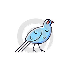 Bird blue RGB color icons set.