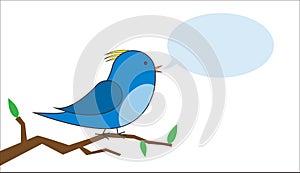 Bird on a branch with a speech bubble vector