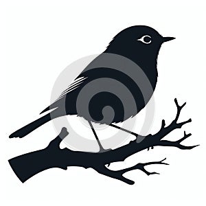 Bird on the branch of a tree clipart silhouette in black colour. Dove Vector illustration template