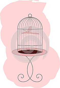 Bird cage with a bird inside