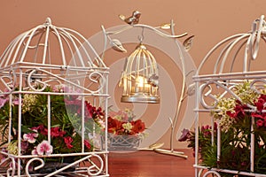 Bird cage flower arrangement vintage wedding decorations