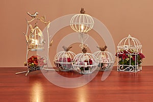 Bird cage flower arrangement vintage wedding decorations