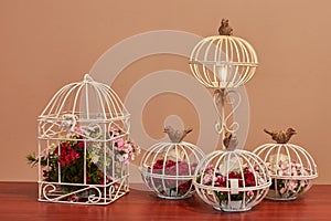 Bird cage flower arrangement vintage wedding decorations