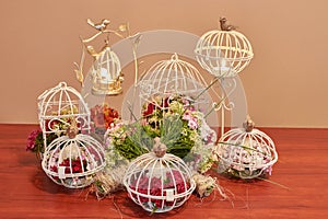 Bird cage flower arrangement vintage wedding decorations