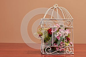 Bird cage flower arrangement vintage wedding decorations