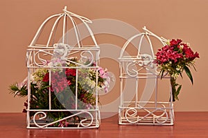 Bird cage flower arrangement vintage wedding decorations