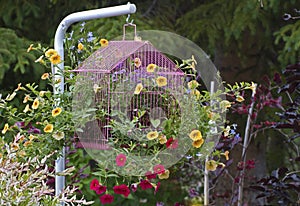 Bird Cage Flower Garden Ornament