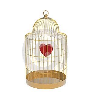 Bird cage with heart