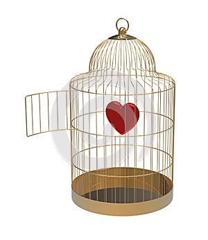 Bird cage with heart