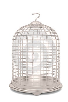 A bird cage isolated on white background 3D illustration