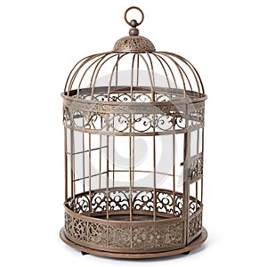 Bird cage isolated on white background