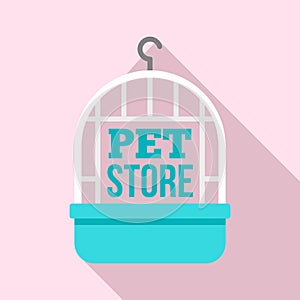 Bird cage pet store logo, flat style