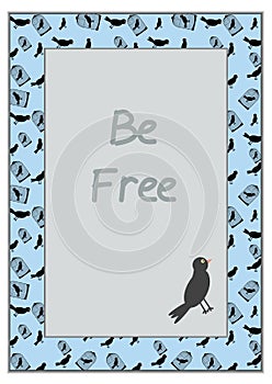 Bird and cage - vector illustration on blue background