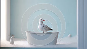 Seagull In A Tub: A Minimalist Surrealist Photography photo