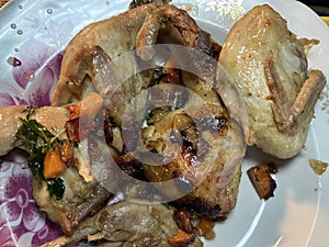 Bird carcasses quail and chicken