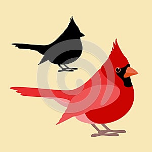 Bird cardinal vector illustration style Flat side