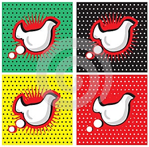 Bird Chicken Speech Bubble in Pop-Art Style backgrounds set