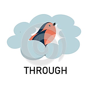 Bird and cloud, learning preposition vector isolated