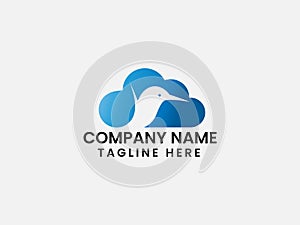 Bird cloud logo design. Sky. Cloud bird vector. Blue. Premium logo template. Bird. Animale. Business. Finance. fly Cloud logo