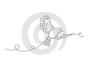 Bird in continuous one line art drawing isolated vector illustration