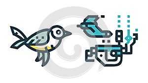 Bird with Digital Data Connection, vector design Generative AI