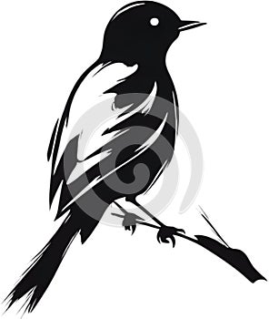 Bird, drawing of a Bird using the Japanese brushstroke technique. AI-Generated.