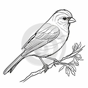 Charming Bird Drawing Coloring Pages For Children\'s Coloring Book photo