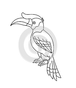 bird. Editable outline stroke. Vector line illustration.