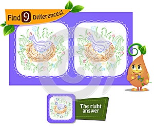 Bird on eggs game 9 differences