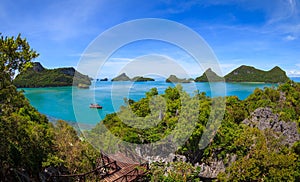 Bird eye view of Angthong national marine park, koh Samui, Thailand photo