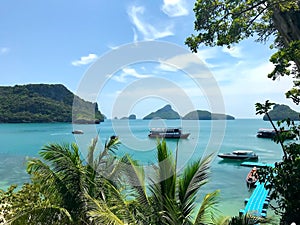 Bird eye view of Angthong national marine park, koh Samui, Thailand