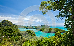 Bird eye view of Angthong national marine park, koh Samui, Thailand