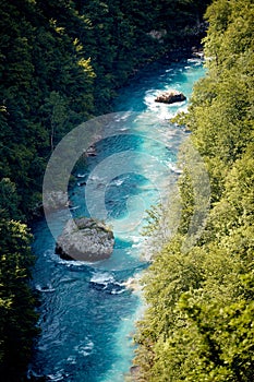 Bird-eye view on a beautiful river in the canyon. Nature, canyon, landscape