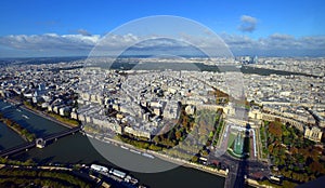 Bird eye view from the Eiffel tower of the Jardins du Trocadero photo