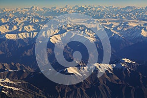 Bird eye view of Himalaya range on the way to Leh Ladakh