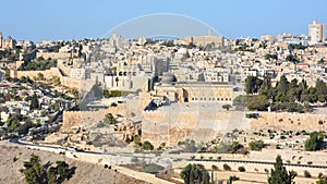 Bird eye view of Jerusalem is a city located on a plateau in the Judaean Mountains