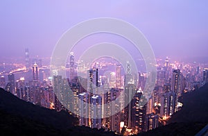 Bird eye view from the Peak Hongkong twinlight