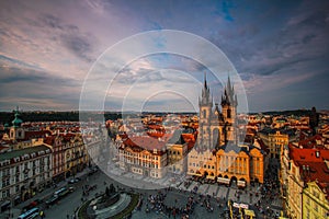 Bird eye view of Prague square