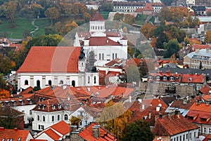 Bird eye view of Vilnius old town from Gediminas Tower