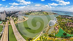 Bird eyes view of Singapore City skyline