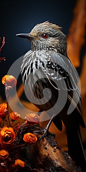 Bird On Fall Flowers: A Photorealistic Rendering In Cinema4d