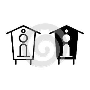 Bird feeder line and glyph icon. Birdhouse vector illustration isolated on white. Garden outline style design, designed photo
