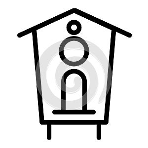 Bird feeder line icon. Birdhouse vector illustration isolated on white. Garden outline style design, designed for web photo